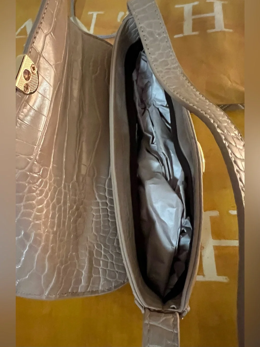 Anthropologie Maeve Faux-Leather Croc Purse - NWT - Cream